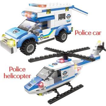 395PCS Karinės Policijos Nuovadą, Statyba Blokai Sraigtasparnis Automobilio Modelį Suderinama Miesto Swat Policija 