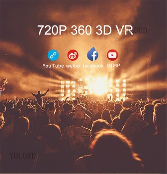 3D 360 Panorama VR 720P VR Live Rodo Super HD Kamera, WiFi, Dual Plataus Kampo 