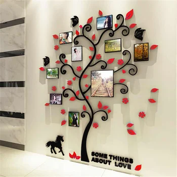 3D Akrilo Foto Rėmelis Šeimos Medis Sienų Lipdukai Lipdukas Gyvenimo kambario, Miegamasis Meno Nuotraukas Freskomis Namų Sienų Apdailai 130*107cm