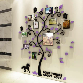 3D Akrilo Foto Rėmelis Šeimos Medis Sienų Lipdukai Lipdukas Gyvenimo kambario, Miegamasis Meno Nuotraukas Freskomis Namų Sienų Apdailai 130*107cm