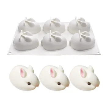3D Bunny Triušiai Tortas Dekoravimo Pelėsiai Maisto kokybės Silikono Torto Formos Desertas Putėsiai Minkštas Pyragas Kepimo Įrankiai