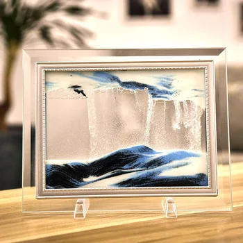 3D Dinaminis Teka Žvyro, Smėlio Tapyba Skaidraus Stiklo Rėmelis Piešimo Kraštovaizdžio RJ-Drop