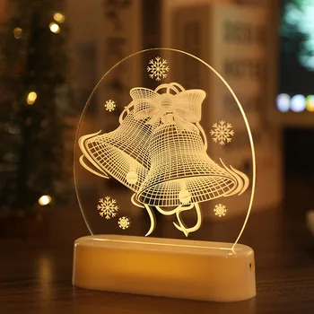 3D Kalėdų Šviesos LED Kambarį Apdailos Sniego Bell Akrilo Ornamentu Naktį Šviesos Ornamentų Lempos Kalėdinė Dekoracija Namuose