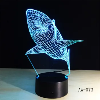 3D LED Naktinis Apšvietimas Ryklys su 7 Spalvų Šviesos Namų Puošybai Lempos Nuostabi Vizualizacijos Optinė Iliuzija Šviesos 73