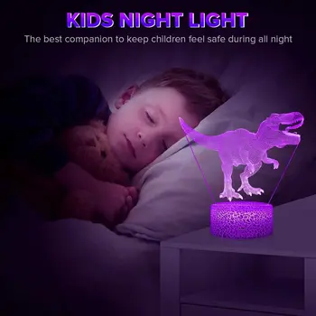 3D LED Naktį Lempos Dinozaurų Modelį 16 Spalvų 3D Naktį Šviesos Nuotolinio & Touch Kontrolės, Stalo Lempos, Žaislai, Dovanos Vaikams, Namų Dekoro