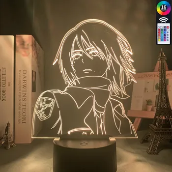 3D Led Nakties Šviesos Anime Ataka Titan Mikasa Akermano Lempos, Miegamojo Dekoro USB Šviesos Kietas Gimtadienio Dovana, Naktiniai staleliai, Stalinės Lempos
