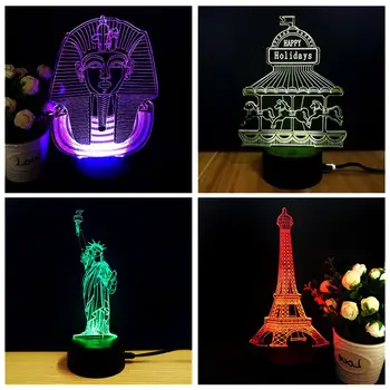 3D Led lempose, Šviesos Naktį Šviesos USB Touch 7 Spalvų Keitimas Lempos Laikiklis Apšvietimo Bazės Rungtynių Pakeitimo Akrilo Stalo Lempa