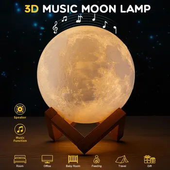3D Muzikos Rambery Mėnulio Lempos 3/16 Spalvų Led Nakties Šviesos su Touch/Pat/Remote Control USB Įkrovimo Lemputė Dovanų 15/18cm NAUJAS
