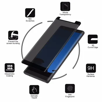 3D Pilnas draudimas Atveju-Fit grūdintas stiklas Samsung Galaxy S8 S9 plus 8 Pastaba Atveju, draugiškas Privatumo Anti-Glare Screen protector