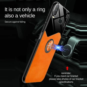 3D Piršto žiedą, laikiklis, odinis dėklas, skirtas VIVO Y17 Y12 Y15 Y3 U10 U3X telefono stovas padengti dėl Vivo Y 12 15 17 minkštos tpu krašto funda