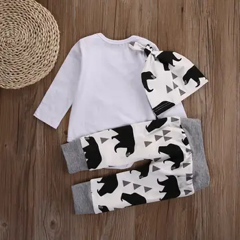 3Pcs 2018 kūdikių Berniukų drabužius, Nešti laišką Modelis ilgomis rankovėmis Romepr+ kelnės +Hat 3pcs kombinezonas naujagimiui berniukui drabužėlių rinkinys