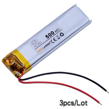 3pcs/Daug 801350 3.7 V 500mAh Li-Polimero Li jonų Baterija GPS mp3 mp4 mp5 DVD, DVR PDA 