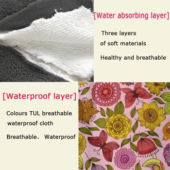 3pcsWomen Moteriškos Higienos, Sanitarijos Trinkelėmis bambuko medžio anglies audinio, pagalvėlės mama menstruacijų sanitarijos sauskelnių rankšluostį padas daugkartinio naudojimo plaunamas padas