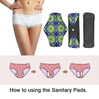 3pcsWomen Moteriškos Higienos, Sanitarijos Trinkelėmis bambuko medžio anglies audinio, pagalvėlės mama menstruacijų sanitarijos sauskelnių rankšluostį padas daugkartinio naudojimo plaunamas padas