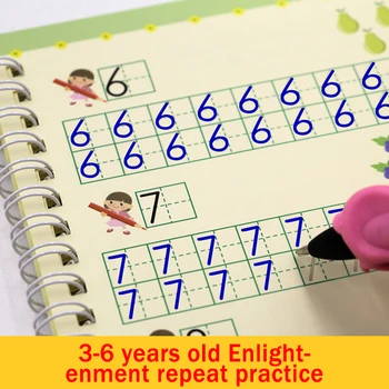 4 Knygos Daugkartinio naudojimo, Vaikų Copybook Už Kaligrafija Mokytis anglų kalbos Tapybos Aritmetinis Matematikos Rašyti Vaikams Užrašu Žaislas Meno