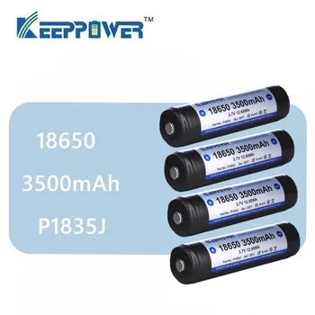 4 vnt Originalus KeepPower 3500mAh 18650 saugomų li-ion įkraunama baterija 3.7 V P1835J lašas laivybos