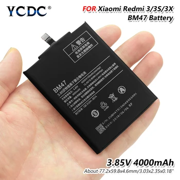 4000mah BM47 Įkraunama Ličio Baterija Xiaomi Redmi 3 3 3 VNT. Hongmi 3 3 3X Pakeitimo Batterie Bateria Akumuliatorius