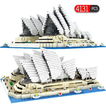 4131PCS Mini Diamond Blokai Garsaus Plytos Miesto Architektūra Sydney Opera House modelių Kūrimo BlocksToys Vaikams Dovanos