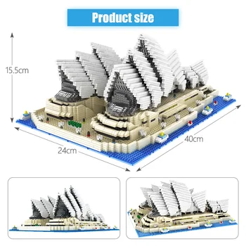 4131PCS Mini Diamond Blokai Garsaus Plytos Miesto Architektūra Sydney Opera House modelių Kūrimo BlocksToys Vaikams Dovanos