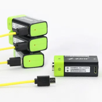 4PCS ZNTER 9V 600mAh USB įkraunama ličio baterija 6F22 įkraunama ličio baterija + 1PCS 4 in 1 