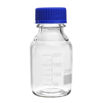 4pcs 250ml Reagento buteliuką Su mėlynu užsukamu dangčiu Įprasto stiklo,Talpa Baigimo Mėginio Buteliukai Plastiko Dangteliu