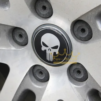 4pcs Automobilį, Motociklą 55mm 3D Punisher Kaukolė Universalus Vairas Centras Hub Bžūp Emblema Ženklelio Lipdukai 0009