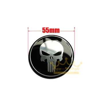 4pcs Automobilį, Motociklą 55mm 3D Punisher Kaukolė Universalus Vairas Centras Hub Bžūp Emblema Ženklelio Lipdukai 0009
