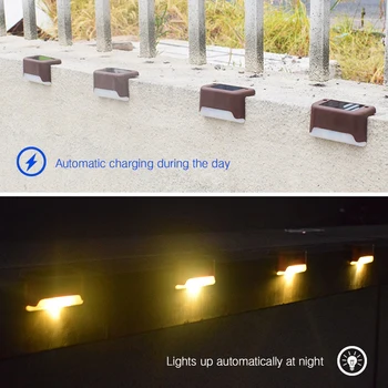 4pcs LED Saulės Laiptų Lempos IP65 Vandeniui Lauko Sodo Kelias Kieme Kiemo Laiptais Žingsniai Tvora Lempos Saulės Šviesos Naktį