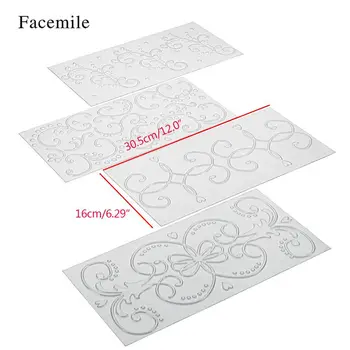 4pcs ažūriniai modelis tortas ratlankio pelėsių 4 dalių rinkinys, tortas dekoravimo priemonės, rotango modelio plastikiniai tekstūros minkštas spausdinimo pelėsių