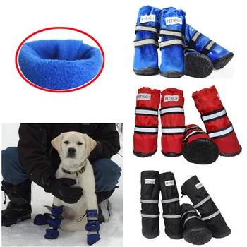 4pcs Žiemą šunelis Lietaus Sniego Boot Šiltas Batai Anti-slip Avalynės, Kojinių Vandeniui Sneaker Šunų Kostiumų для собак