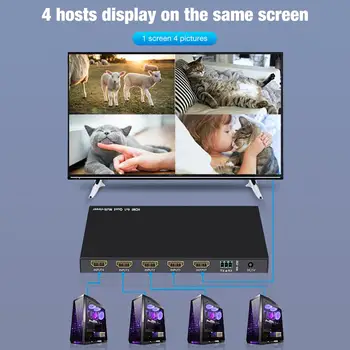 4x1 Quad Video Switcher Multi-Viewer Vaizdo Maišytuvas HDMI Jungiklis su Nuotolinio Valdymo 4 In 1 Out Procesorius su 5 Rodymo Režimai