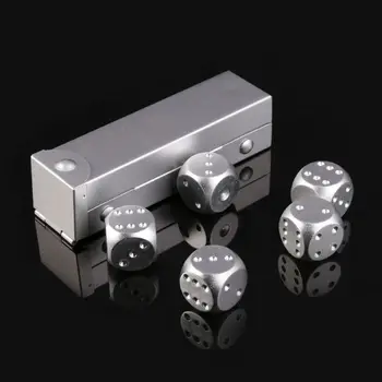 5 vnt 16mm Aliuminio Lydinio Kauliukai Polyhedral Metalo Kauliukai Nešiojamieji Kietieji Skaitmeninis Dice Poker Šalis