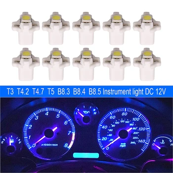 500x T3, T4.2 T4.7 Automobilių Lemputės Luces LED Para 1 LED 1210 5050 SMD Auto vidinę šviesą 7 spalvų DC 12V
