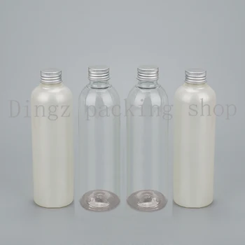 50pcs 200ml mėlyna/pearl apvalus aliuminio dangteliu butelį PET plastikinių butelių Plastikinių pakuočių buteliukas su juoda/aukso dangtis