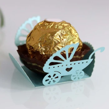 50pcs Spalvos Popieriaus Uogiene Lazerio Tuščiaviduriai Nėrinių Ferrero Šokolado Kūdikis Vežimas Nėrinių Gimimo Šventė Šalies Pobūvių Puošimas Saldainių Dėžutė