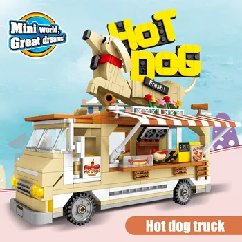 511pcs Miesto Kepta Hot Dog Sunkvežimio Modelis Blokai Draugais Kempingas Automobilio Duomenys Plytų Švietimo Žaislai Mergaitėms