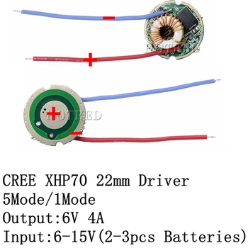 5vnt/daug Cree XLamp XHP70 XHP70.2 6 V LED Driver 22MM DC6V-15V 1mode/5mode Įvesties 6-15V Produkcijos Už 6 V XHP70 LED Šviesos Lempos