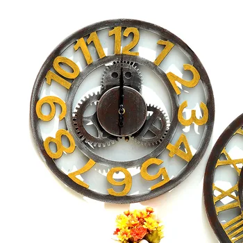60cm Pramonės Stiliaus Mechaninė Pavarų Laikrodis Kūrybos Papuošalų, Senovinių Romėnų Skaitmenimis Skaitmeninis Sieniniai Laikrodžiai Namų Dekoro