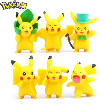 6PCS Nustatyti Naujas Pokemon Pikachu Eilės Stočių Puošybos Kapsulė Kolekcijos Lėlės Veiksmų Žaislas Duomenys Modelis Žaislai Vaikams Vaikams