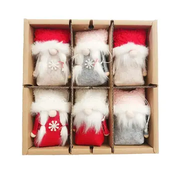 6Pack Kalėdų Gnome Pliušiniai Žaislai Kabantys Papuošalai Kalėdų Eglutė vaikučiams Dovanų D2TD