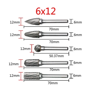 6mm Strypo 1 vnt Volframo Karbido Frezavimo Cutter Rotacinis Įrankis Galąstuvas Dvigubai Grūdų Dremel Šlifavimo Įrankis Metalo /Marmuras /Jade