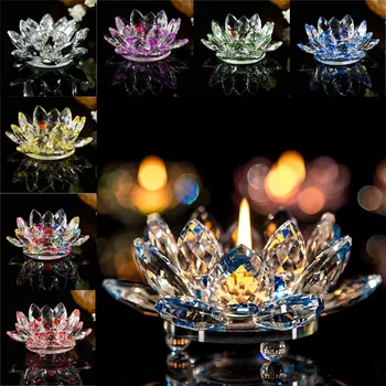 7 Spalvų Krištolo, Lotoso Gėlė, Žvakė Arbatos Šviesos Turėtojo Budistų Žvakidė Dienos poreikius 2021