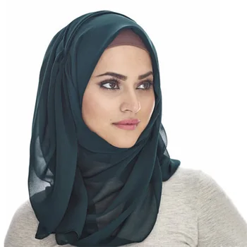 75*180cm Karšto pardavimo burbulas šifono moterų paprastas šalikas hijab wrap vientisų spalvų skaros, lankelis musulmonų hijabs šalikai