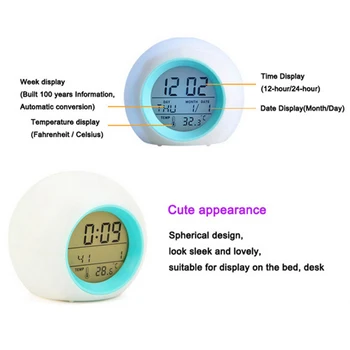7Colors Pakeisti Naktį Žėrintis Skaitmeninis Laikrodis-Žadintuvas Gamtos Garsų nixie lentelė žiūrėti elektroninis stalinis laikrodis vaikams žadintuvas
