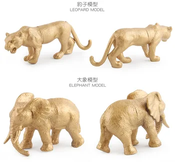 7pcs/set Aukso Safari Gyvūnų Skaičius Kolekcines, Žaislai Laukinių Gyvūnų Pažinimo Veiksmų Skaičiai Vaikai Plastikiniai Modelis Žaislai