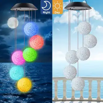 8 Tipas LED Saulės Vėjo Varpelių Spalva Keičiasi Romantiškas Vėjo Bell Šviesos Lauko Apdaila Kiemo, Kiemas, Sodas, Namų Vėjo Varpeliais