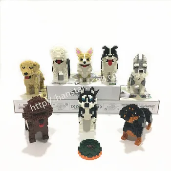 8 stilių Pet Haskis Teddy veislės kalytę auksaspalvis Retriveris šunys gyvūnų modelio Micro blokai deimanto dalelių, žaislai vaikams