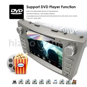 8inch AUTOMOBILIŲ DVD Grotuvas Dvigubo Din Jutiklinio Ekrano GPS Navigacija Radijas, Bluetooth, FM Tinka Toyota Camry 2007-2011 M/ Aurion 2006-2011 m.