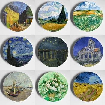 8inch Van Gogho Tapybai Porceliano Dekoratyvinės Sienų Plokštės Sėdynės Disko Keramikos Kūrybos Disko Europos Apdailos Plokštės