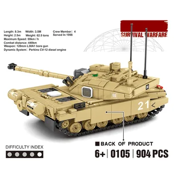 904Pcs Karinės Plytų Modelio Pagrindinis Tankas Statybos Blokus 